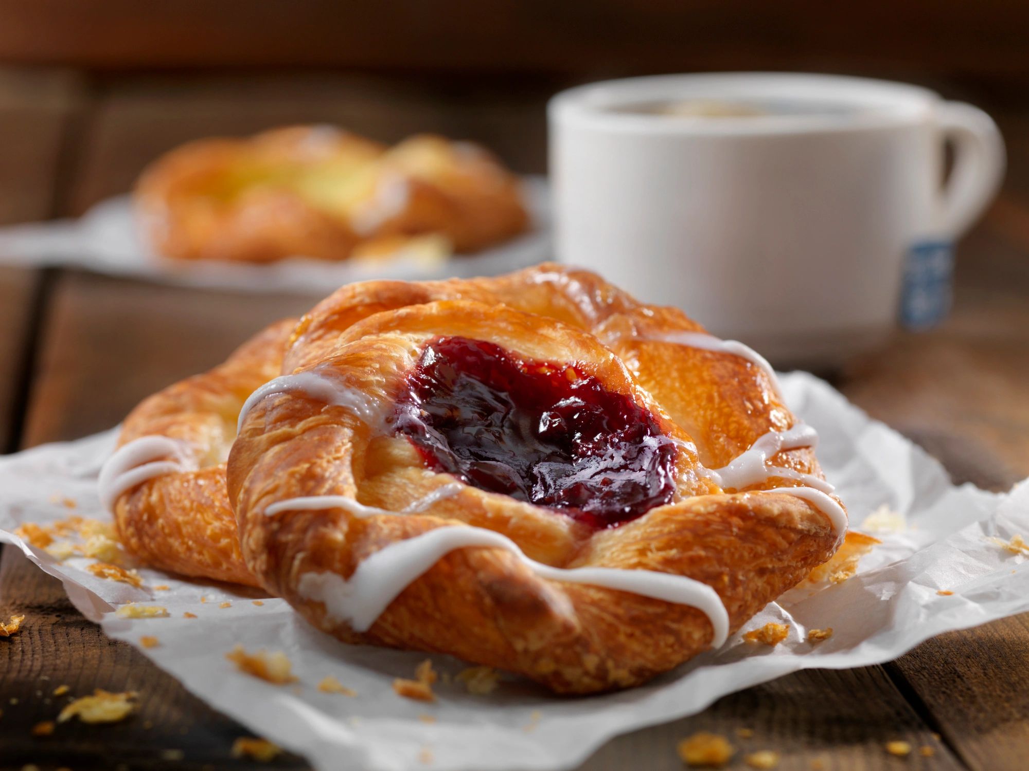Cherry Danish pastry close-up