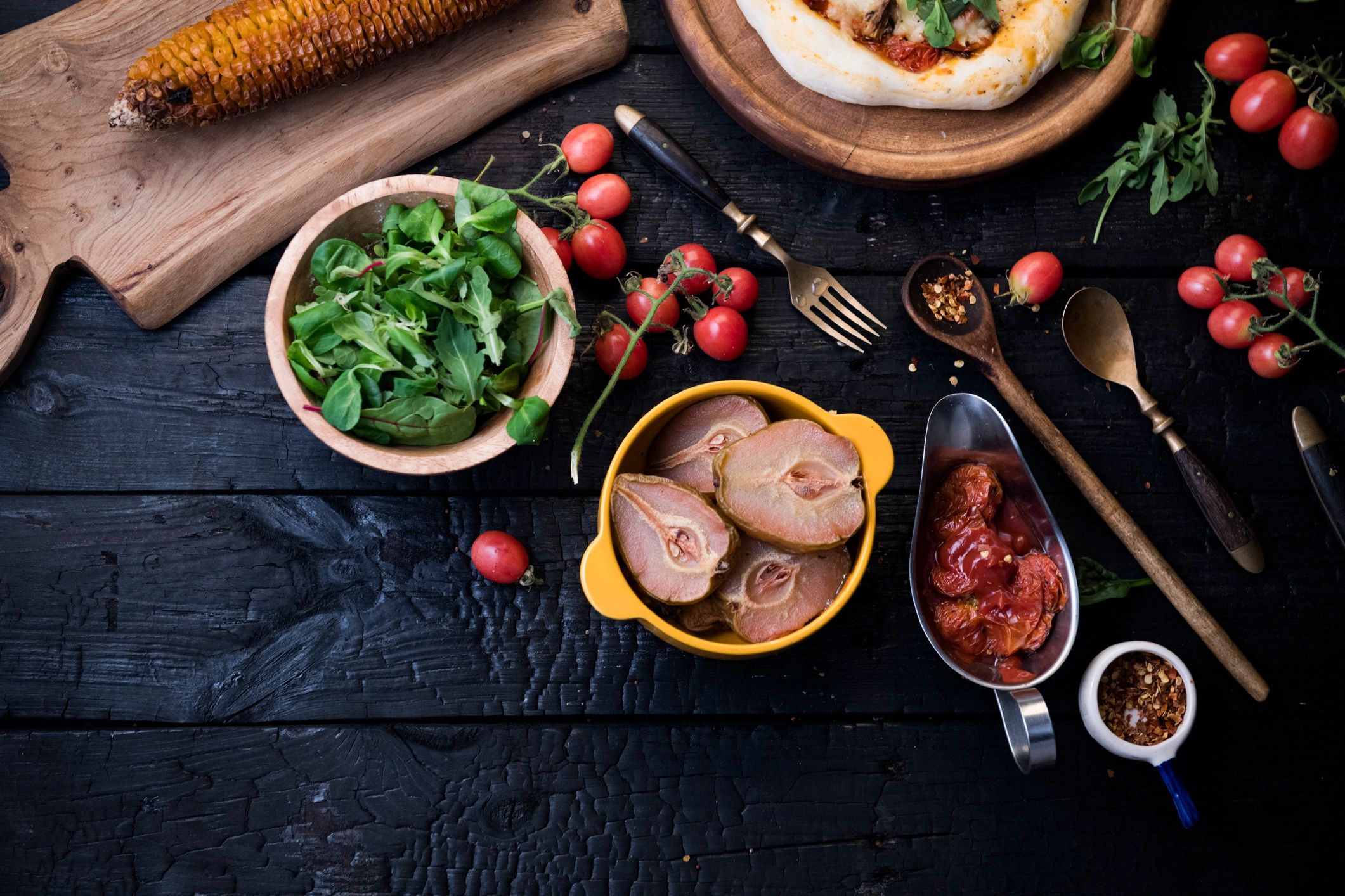Vegetarian dinner table scene