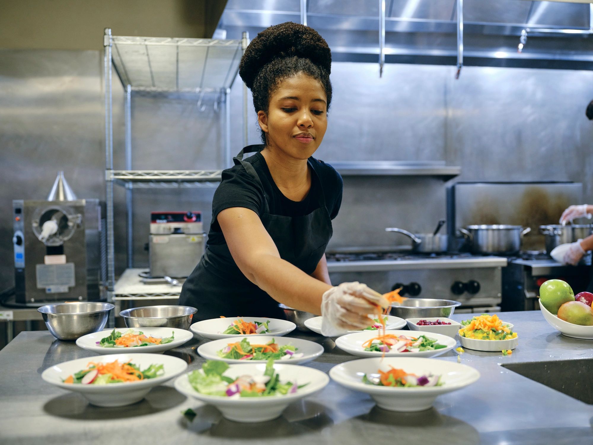 Chef working in a commercial kitchen