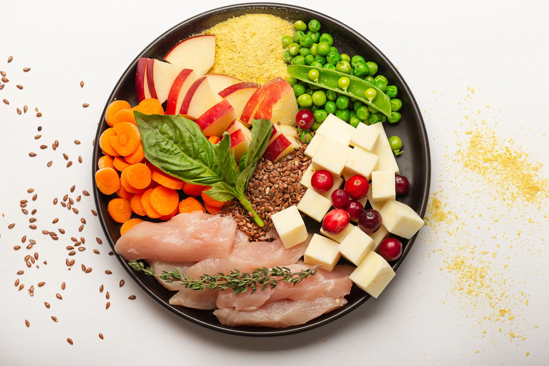 Assorted fresh ingredients arranged for a clean, editorial product look