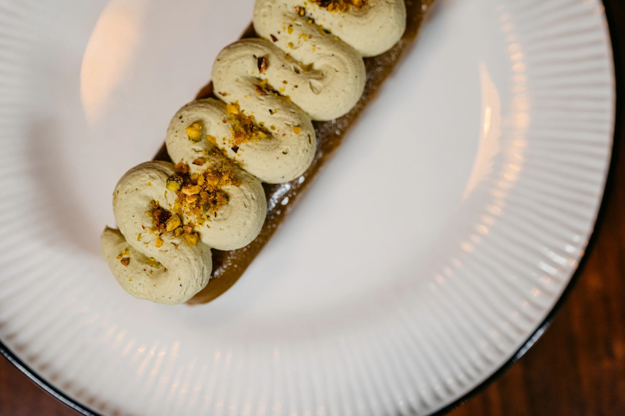 Pistachio mini cake on a plate