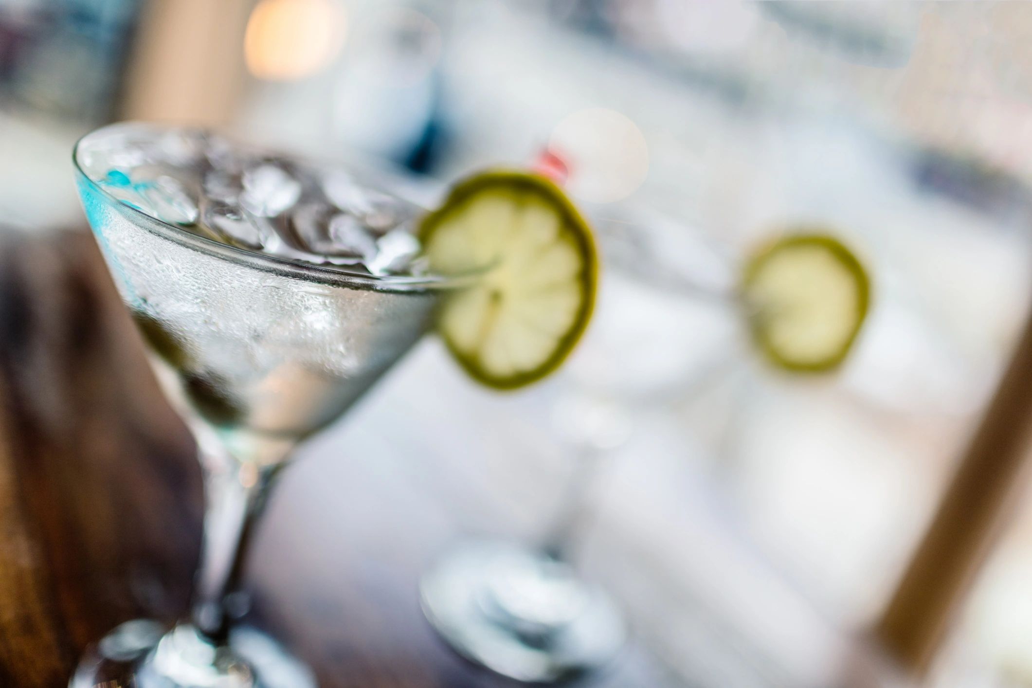 Two classic martinis on ice